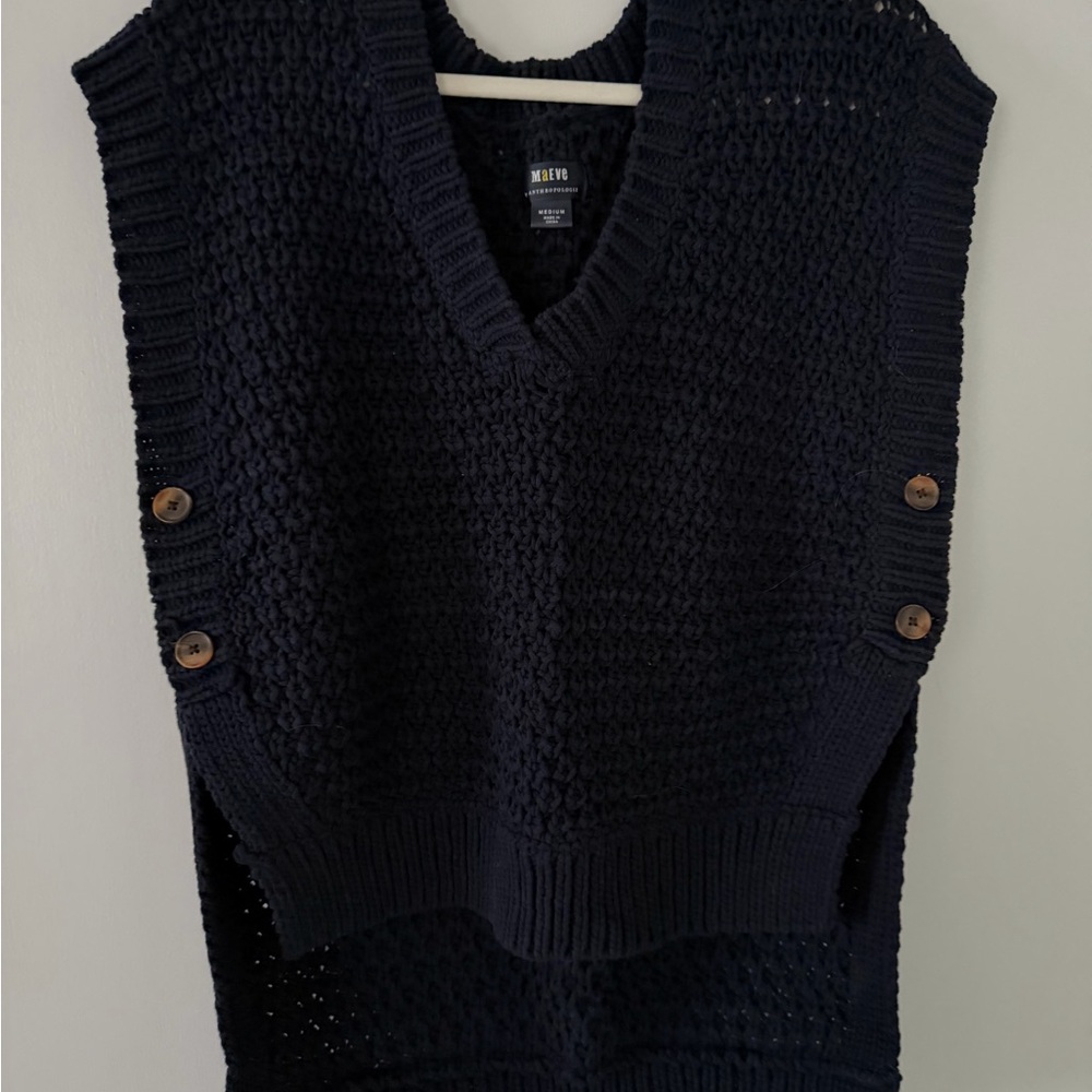 Maeve by Anthropologie Navy V-Neck Oversized Sweater Vest